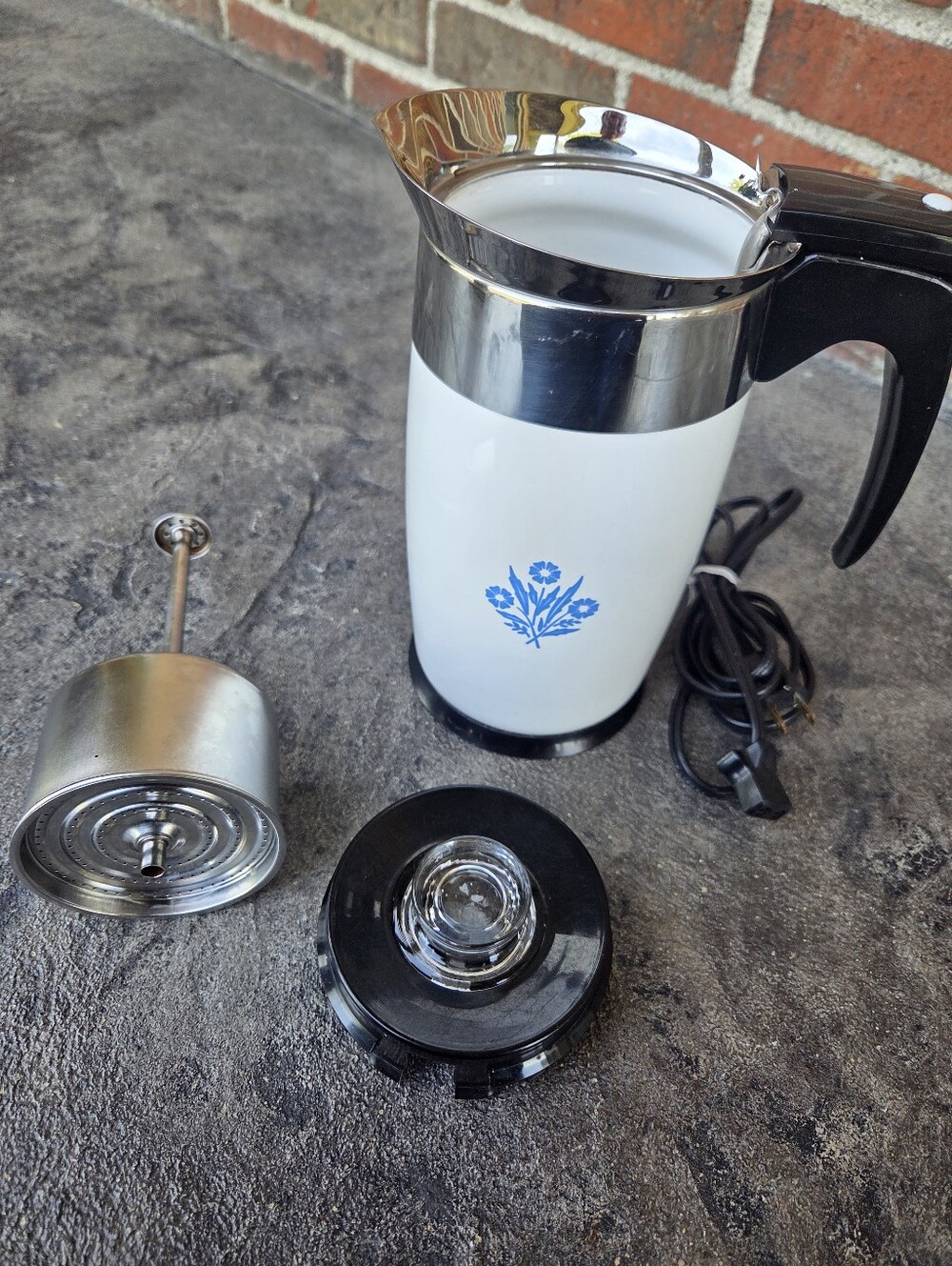 Vintage Corningware Blue Cornflower 6-cup Coffee Percolator- Complete Set EUC - Picture 5 of 13
